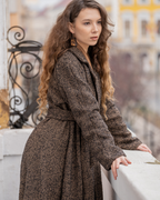 Yvonne Brown Herringbone Wool Coat