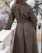 Yvonne Brown Herringbone Wool Coat