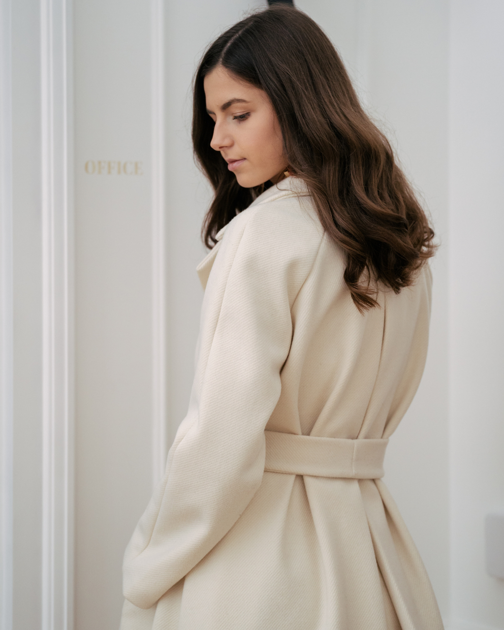 Yvonne Ivory Wool Coat