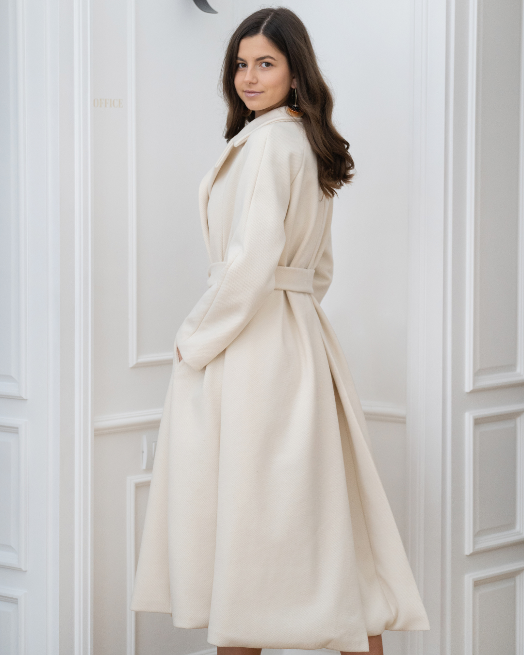 Yvonne Ivory Wool Coat